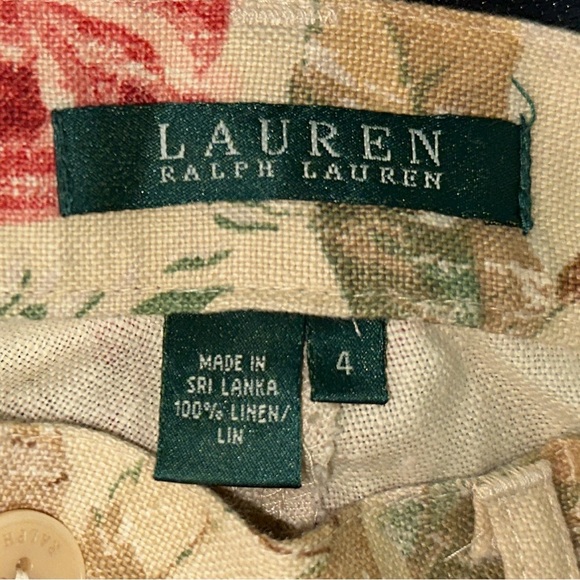VINTAGE 100% Linen Lauren Ralph Lauren Floral Print Women's Pants 0045 - Picture 12 of 12
